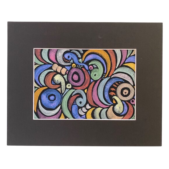 Cosmic Swirl Original Wall Art Watercolor Painting Matted 8x10in Frame Ready - Picture 3 of 5